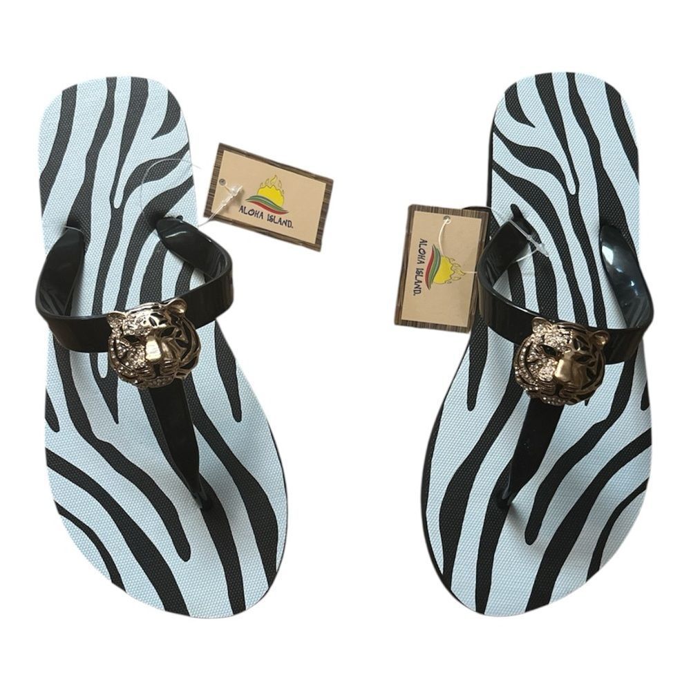 Aloha Island Women's Tiger Design Flip Flops